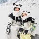 Qunature Panda Heat Transfer Ski Gloves Kids Size S - Black/White