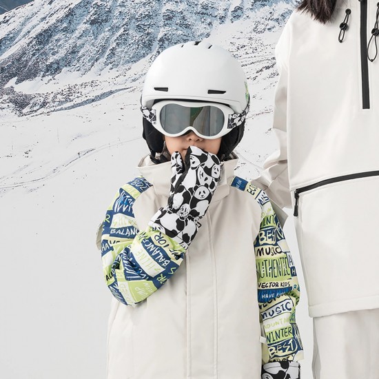Qunature Panda Heat Transfer Ski Gloves Kids Size S - Black/White