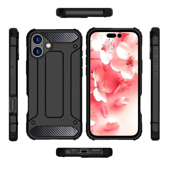 Hybrid Armor iPhone 16 Plus Case - Black