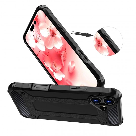 Hybrid Armor iPhone 16 Plus Case - Black