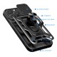 Hybrid Armor Camshield iPhone 16 Pro Case with Camera Cover and Stand - Black
