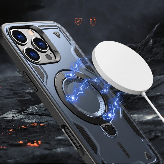 Hybrid Armor Trendy Case with MagSafe for iPhone 16 Pro Max - Blue