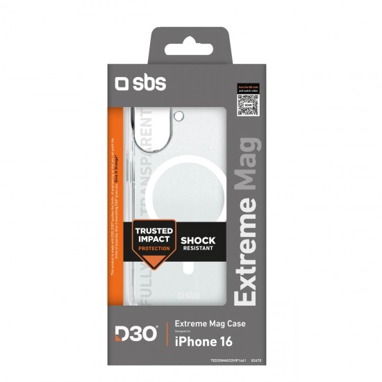 SBS Extreme Mag D3O MagSafe iPhone 16 Case - Transparent