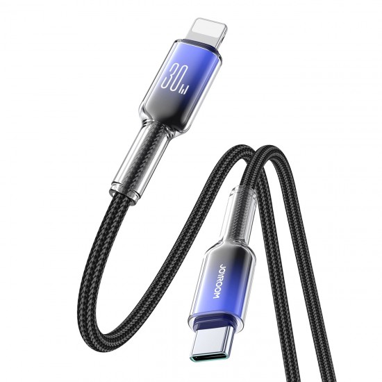 Joyroom S-A42 Crystal-Clear Series 30W USB-C - Lightning cable 1.2m - black