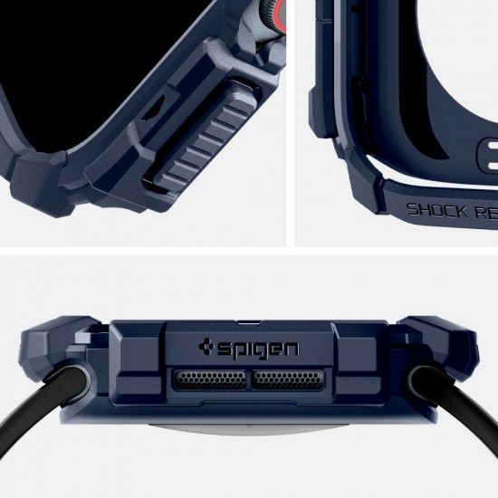 Spigen Rugged Armor Case for Apple Watch 10 46mm - Navy Blue
