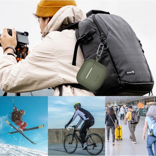 Tech-Protect Silicone Hook Case for AirPods 4 - Green