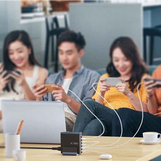 Tech-Protect DC140W-GAN 5-PORT PD140W/QC3.0 Charging Station - Black