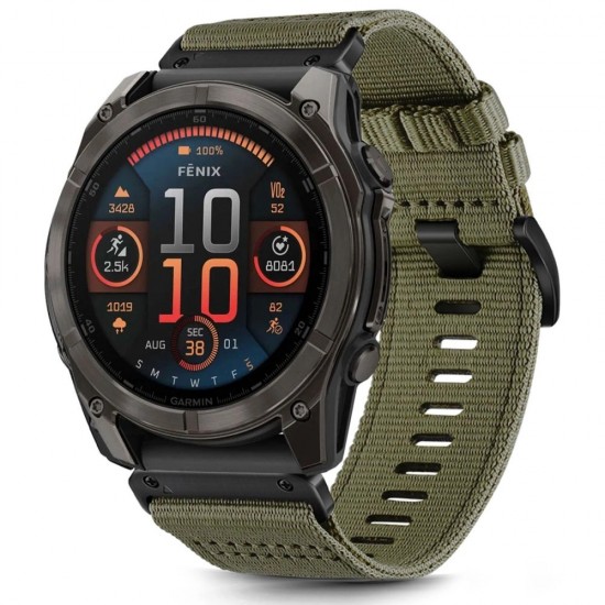 Tech-Protect Nylon strap for Garmin Fenix 5X / 5X PLUS / 6X / 6X PRO / 7X / 8 (51 mm) - green