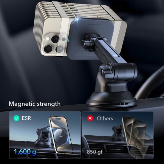 ESR Halolock Magnetic MagSafe QI2 15W Car Holder - Black