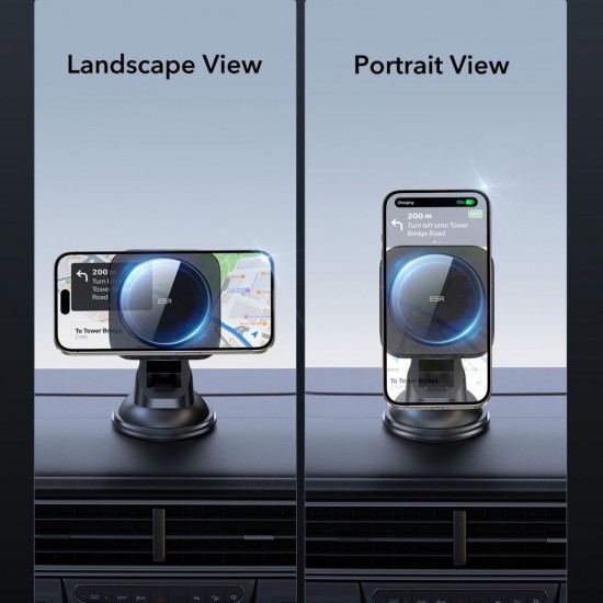 ESR Halolock Magnetic MagSafe QI2 15W Car Holder - Black