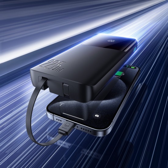 Joyroom JR-PBF19 22.5W 10000mAh Powerbank with Two Built-in Cables - Black