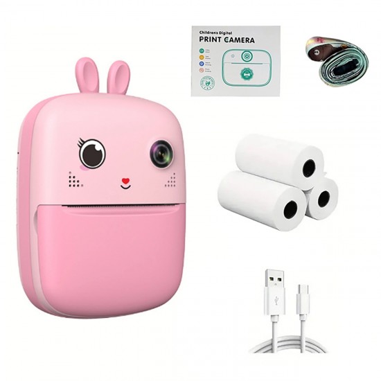 Mini Thermal Printer for Kids with Camera and Camcorder - Pink