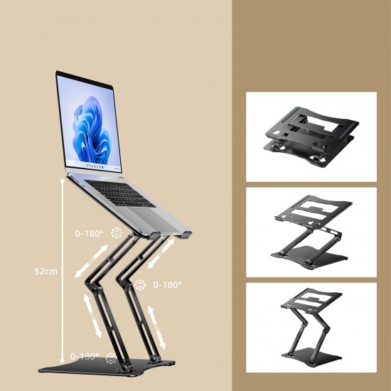 Laptop stand Wozinsky WRS-CPY75DSB aluminum + Free! smartphone stand - black