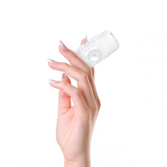 Wozinsky WF16-YLS 5000mAh 15W Lightning Mini Power Bank with Built-in USB-C Cable and Apple Watch Charger - White