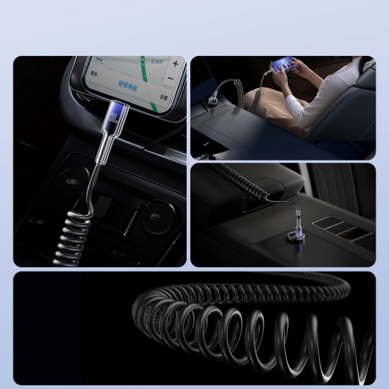 Joyroom S-A43 Crystal-Clear Series 30W USB-C - Lightning spiral cable 1.5m - black