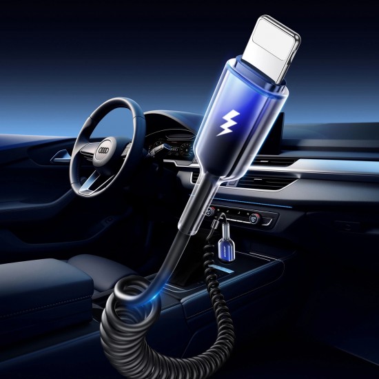 Joyroom S-A43 Crystal-Clear Series 3A USB-A - Lightning spiral cable 1.5m - black