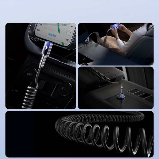 Joyroom S-A43 Crystal-Clear Series 3A USB-A - Lightning spiral cable 1.5m - black