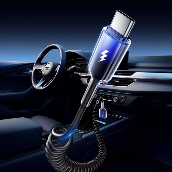 Joyroom S-A43 Crystal-Clear Series 3A USB-A - USB-C spiral cable 1.5m - black