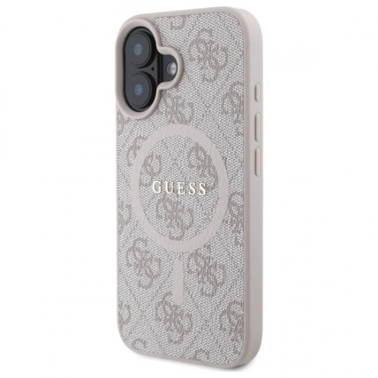 Guess 4G Ring Classic Logo MagSafe iPhone 16 Case - Pink