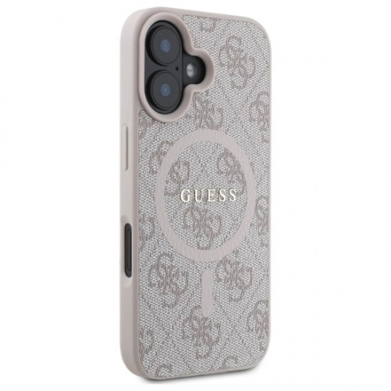 Guess 4G Ring Classic Logo MagSafe iPhone 16 Case - Pink