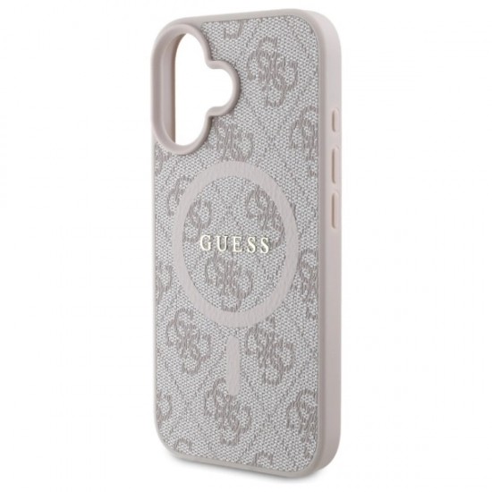 Guess 4G Ring Classic Logo MagSafe iPhone 16 Case - Pink