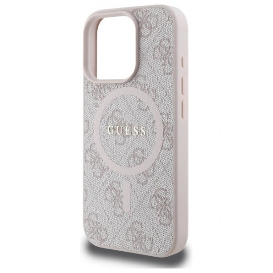 Guess 4G Ring Classic Logo MagSafe Case for iPhone 16 Pro Max - Pink