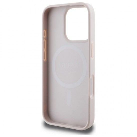 Guess 4G Ring Classic Logo MagSafe Case for iPhone 16 Pro Max - Pink