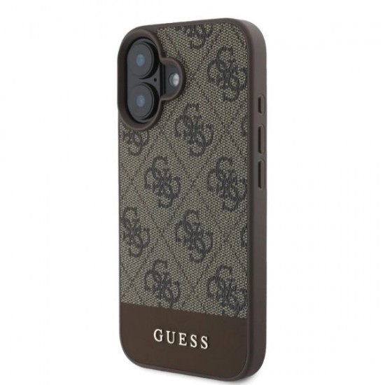 Guess 4G Bottom Stripe iPhone 16 Case - Brown