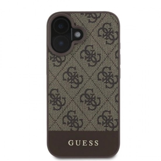 Guess 4G Bottom Stripe iPhone 16 Case - Brown