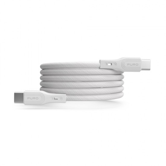 Puro Magnetic USB-C - USB-C 60W USB 3.2 (20 Gbps) 1m Magnetic Cable - White