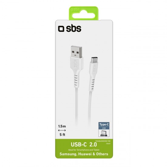 SBS TECABLEMICROC15W USB-A - USB-C Cable 1.5m - White