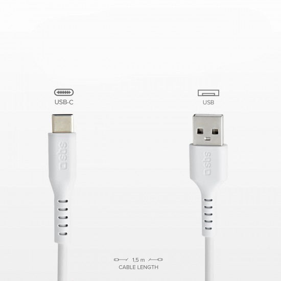 SBS TECABLEMICROC15W USB-A - USB-C Cable 1.5m - White