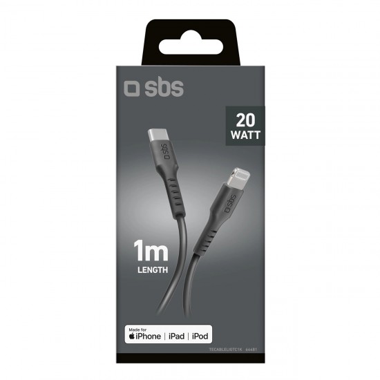 USB-C - Lightning cable for data and charging 1m, Black