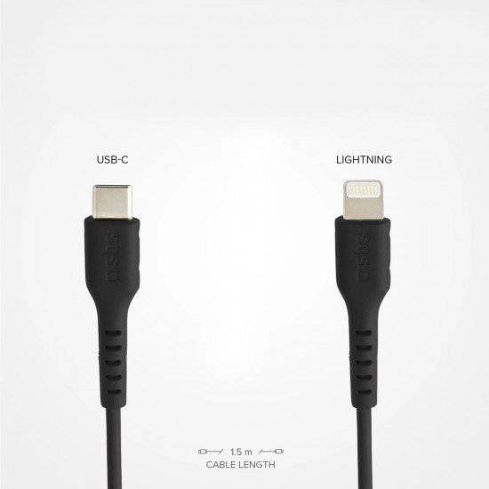 USB-C - Lightning cable for data and charging 1m, Black