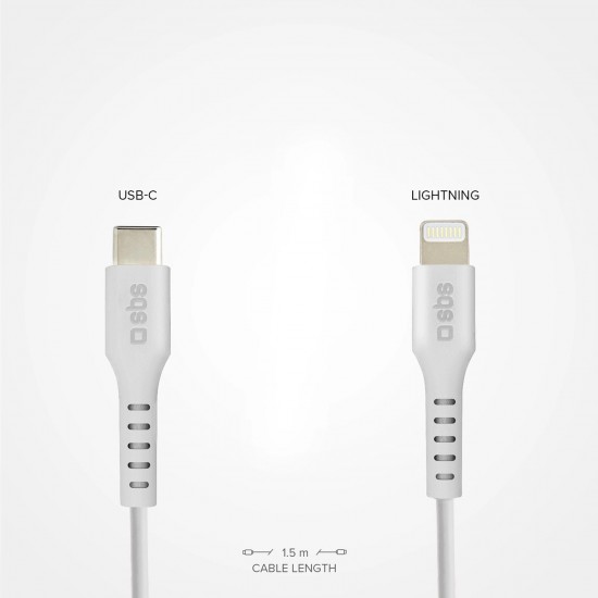 USB-C - Lightning cable for data and charging, 1m white