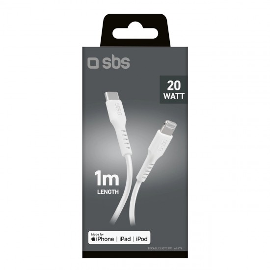 USB-C - Lightning cable for data and charging, 1m white