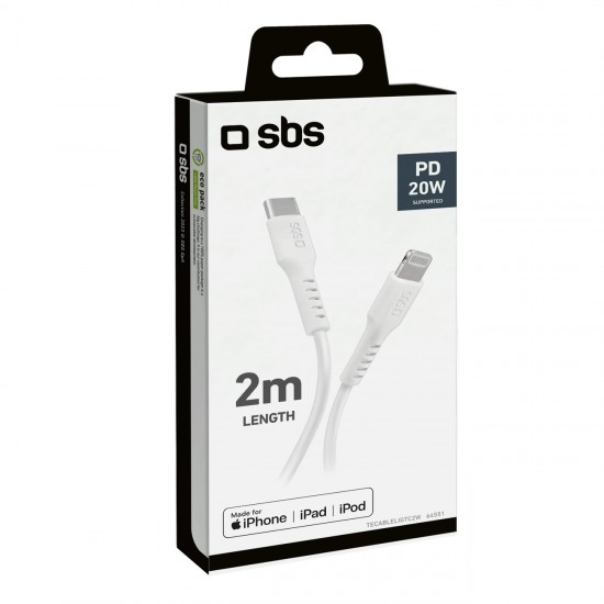 SBS TECABLELIGTC2W USB-C - Lightning Cable 2 m - White