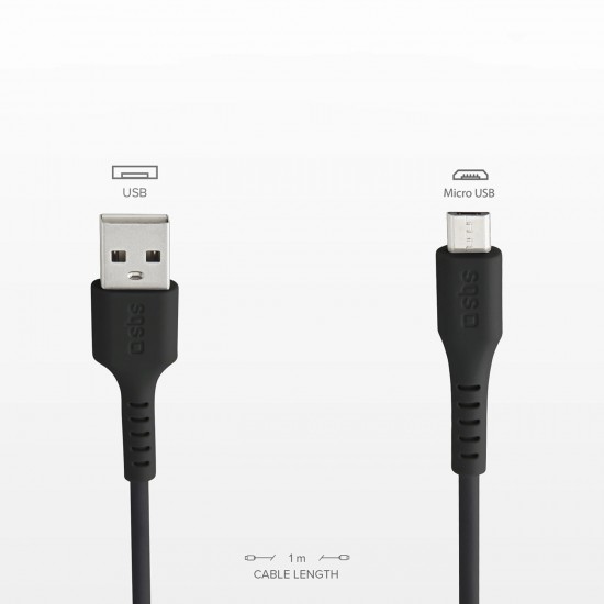 SBS LTHL200 USB-A - Micro-USB Cable 1m - Black