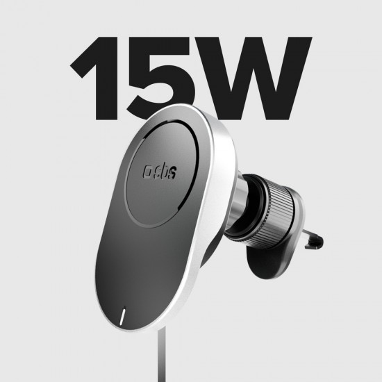 SBS TESUPP15WRETRACABL Wireless Charger Smartphone Holder with Retractable Cable Compatible with MagSafe - Black