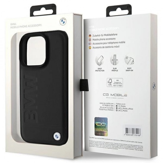 BMW Leather Hot Stamp iPhone 16 Pro Case - Black