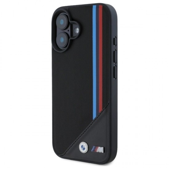 BMW M Meshed Tricolor Stripes MagSafe case for iPhone 16 - black