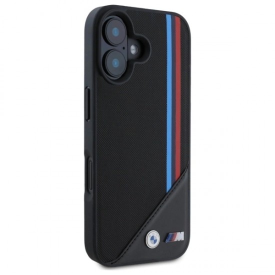 BMW M Meshed Tricolor Stripes MagSafe case for iPhone 16 - black