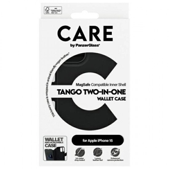 CARE by PanzerGlass Feature Tango 2in1 Wallet MagSafe Case for iPhone 15 - Black