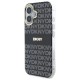 DKNY Repeat Texture Pattern With Stripe iPhone 16 Case - Black