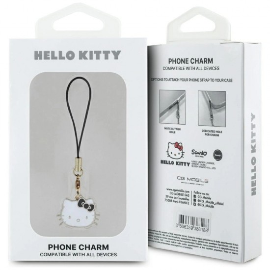 Hello Kitty Charm Kitty Head Pendant - Black