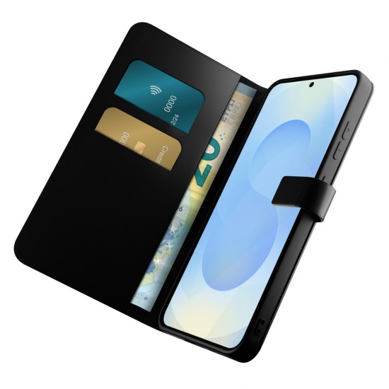 Puro Booklet Case with Flip and Wallet for Samsung Galaxy S25+ - Black