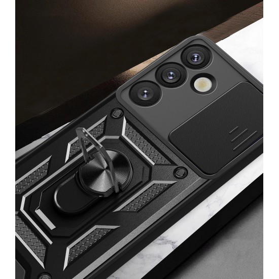 Hybrid Armor Camshield with Camera Cover and Metal Ring for Samsung Galaxy S25+ - Black