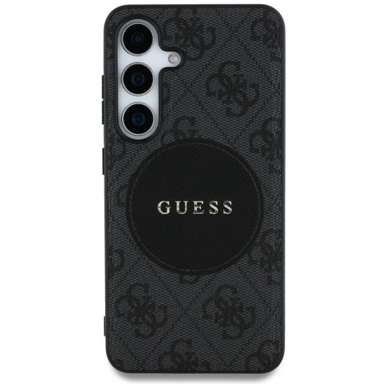 Guess 4G Round Patch Classic Logo MagSafe case for Samsung Galaxy S25 black