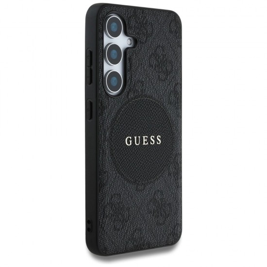 Guess 4G Round Patch Classic Logo MagSafe case for Samsung Galaxy S25 black