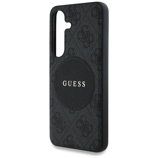 Guess 4G Round Patch Classic Logo MagSafe case for Samsung Galaxy S25 black